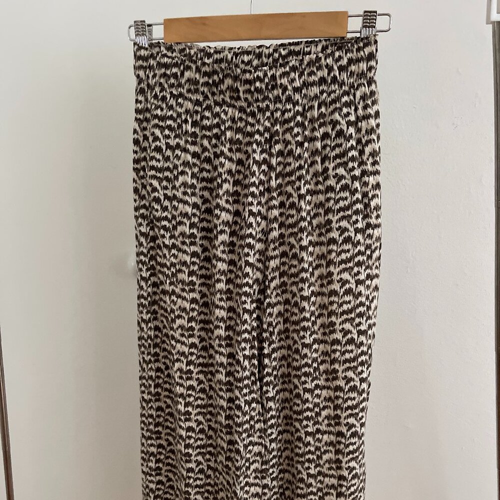 FLOWY RESORT WEAR STYLE PATTERNED ELASTIC WAIST PANTS H&M XS
